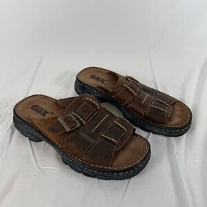 GBX Havana Mens Leather Slide Sandals Brown Fisherman Buckle Strap Shoes Size 8M